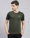 Rock.it Olive Solid Round Neck Half Sleeve T-Shirt