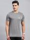 Men Grey Self Design Round Neck Half Sleeve T-Shirt