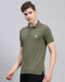 Rock.it Olive Solid Polo Collar Half Sleeve T-Shirt