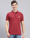 Rock.it Maroon Solid Polo Collar Half Sleeve T-Shirt