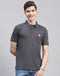 Rock.it Charcoal Solid Polo Collar Half Sleeve T-Shirt