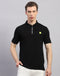 Men Black Solid Polo Collar Half Sleeve T-Shirt