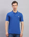 Men Blue Solid Polo Collar Half Sleeve T-Shirt