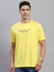 Men Yellow Solid Round Neck Half Sleeve T-Shirt