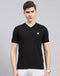 Rock.it Black Solid V Neck Half Sleeve T-Shirt