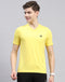 Rock.it Yellow Solid V Neck Half Sleeve T-Shirt