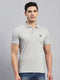 Men Grey Solid Collar Half Sleeve T-Shirt