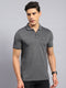 Men Grey Solid Collar Half Sleeve T-Shirt