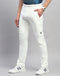 Men White Solid Regular Fit Track pant