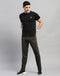 Men Olive Solid Regular Fit Track pant