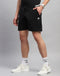 Men Nylon Blend Black Solid Short