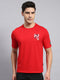 Men Red Printed Round Neck Half Sleeve T-Shirt