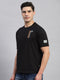 Men Black Printed Round Neck Half Sleeve T-Shirt
