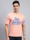 Men Peach Printed Round Neck Half Sleeve T-Shirt