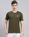 Rock.it Olive Solid Round Neck Half Sleeve T-Shirt