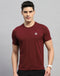 Men Maroon Solid Round Neck Half Sleeve T-Shirt