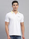 Men White Solid Collar Half Sleeve T-Shirt