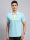 Men Blue Solid Collar Half Sleeve T-Shirt