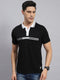Men Black Solid Collar Half Sleeve T-Shirt