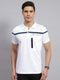 Men White Solid Collar Half Sleeve T-Shirt