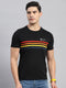 Men Black Stripe Round Neck Half Sleeve T-Shirt