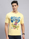 Men Yellow Printed Round Neck Half Sleeve T-Shirt