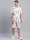 Men Grey Printed Round Neck Half Sleeve Cords Set