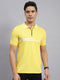 Men Yellow Solid Collar Half Sleeve T-Shirt