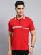 Men Red Solid Collar Half Sleeve T-Shirt