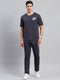 Men Grey Solid Round Neck Half Sleeve Lower Set