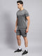 Men Grey Solid Round Neck Half Sleeve Short Set