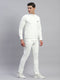Men Cream Solid Round Neck Full Sleeve Tracksuit