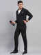 Men Black Solid Round Neck Full Sleeve Tracksuit