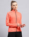 Women Coral Self Design Collar Full Sleeve Top