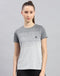 Women Grey Stripe Round Neck Half Sleeve Top