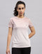 Women Pink Striped Round Neck Half Sleeve Top