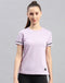 Women Purple Solid Round Neck Half Sleeve Top