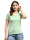 Women Green Solid V Neck Half Sleeve Top