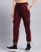 Women Maroon Solid Regular Fit Trackpant
