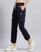 Women Navy Blue Solid Regular Fit Trackpant