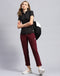 Women Maroon Solid Regular Fit Trackpant
