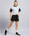 Women Cotton Blend Black Solid Short