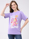 Women Purple Printed Round Neck Half Sleeve Top