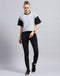 Women Polyester Blend Grey & Black Solid Cords Set