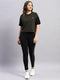 Women Olive & Black Solid Round Neck Half Sleeve Cords Set
