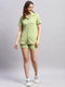 Women Green Self Design Collar Half Sleeve Cords Set
