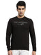 Men Black Self Design Round Neck Full Sleeve Sweatshirt