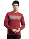 Men Maroon Printed Round Neck Full Sleeve Sweatshirt