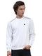 Men White Solid Round Neck Full Sleeve Sweatshirt
