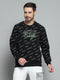 Men Black Printed Round Neck Full Sleeve Sweatshirt